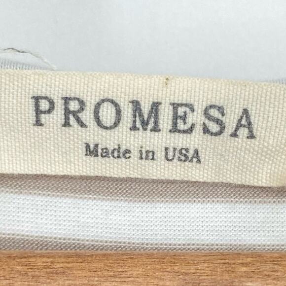 PROMESA Striped Bow Tie Bell Sleeve Top Gray White Size Medium - Picture 6 of 7